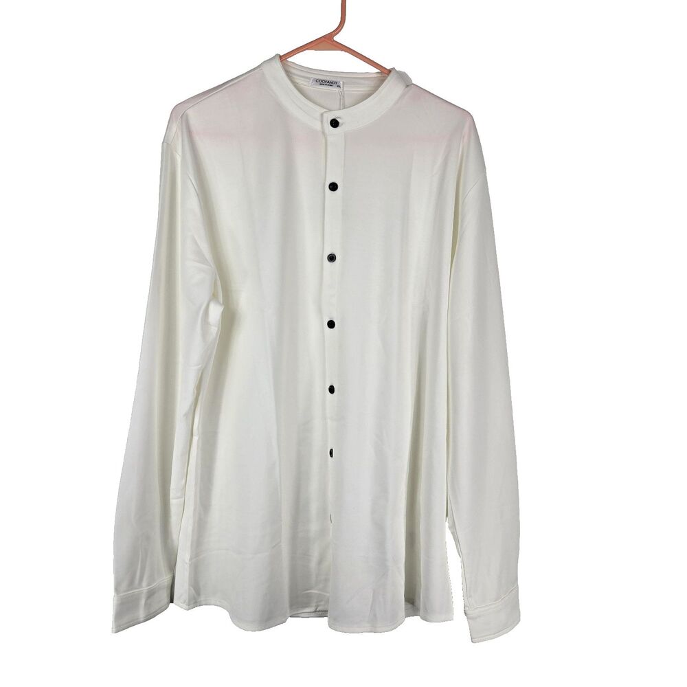Coofandy Men's Size XXL Full Button Up Long Sleeve Crew Neck Shirt NWT